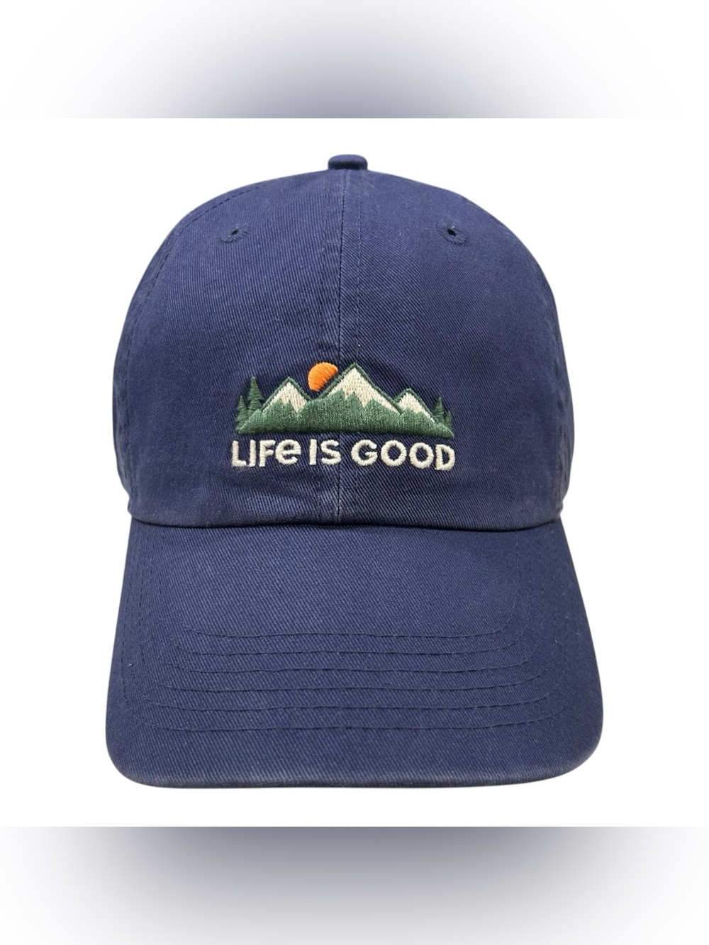 New Life Is Good Nature Outdoor Mountain Sunset Stay True Cotton Strapback Blue